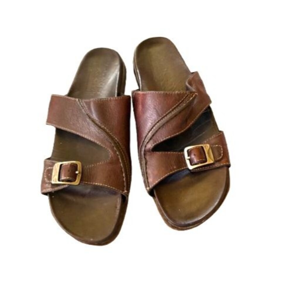 Timberland Smart Comfort Brown Leather Slip On Sandals Size 10M
